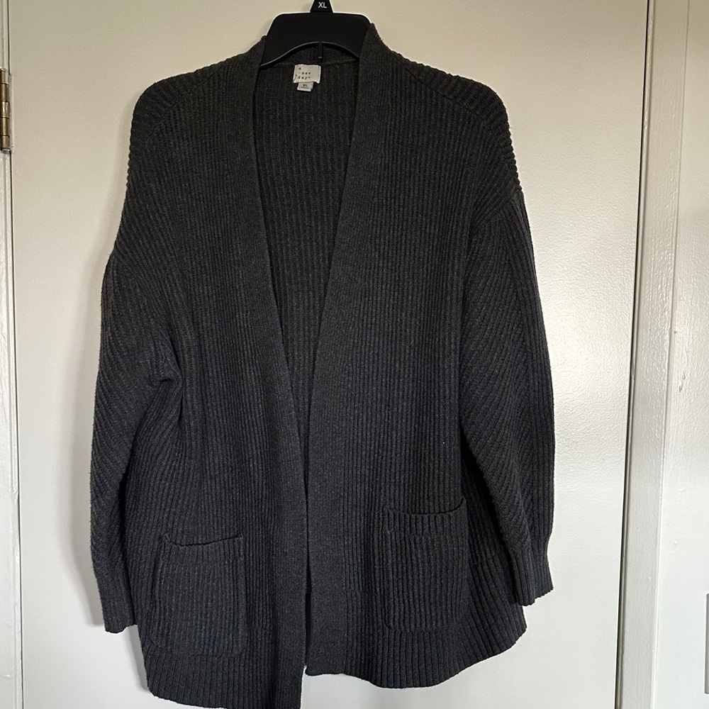 a new day Charcoal Open Front Cardigan